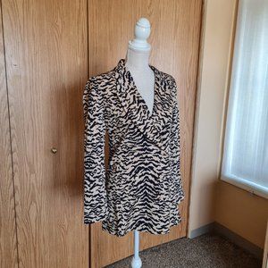 Good American Sand Zebra Double Breasted Blazer Size 1 Small Animal Print NWT